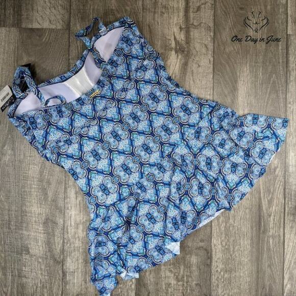 Chaps Skirted Bandeau Mio One Piece Swimsuit Size 16W - Picture 4 of 4